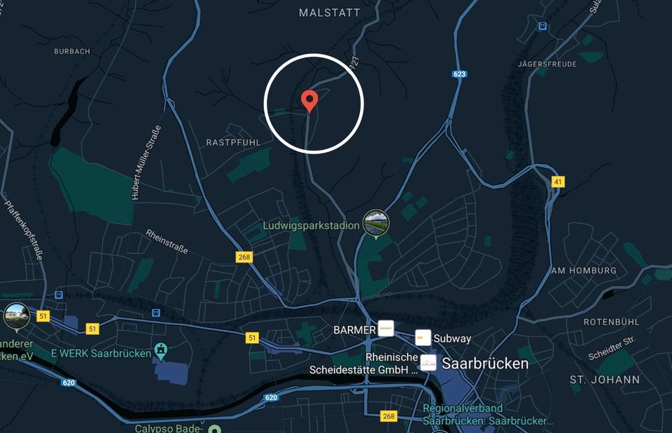 Saarbrücken Malstatt 1 Zi- App., Küche, Diele, Badewanne, Balkon in Saarbrücken