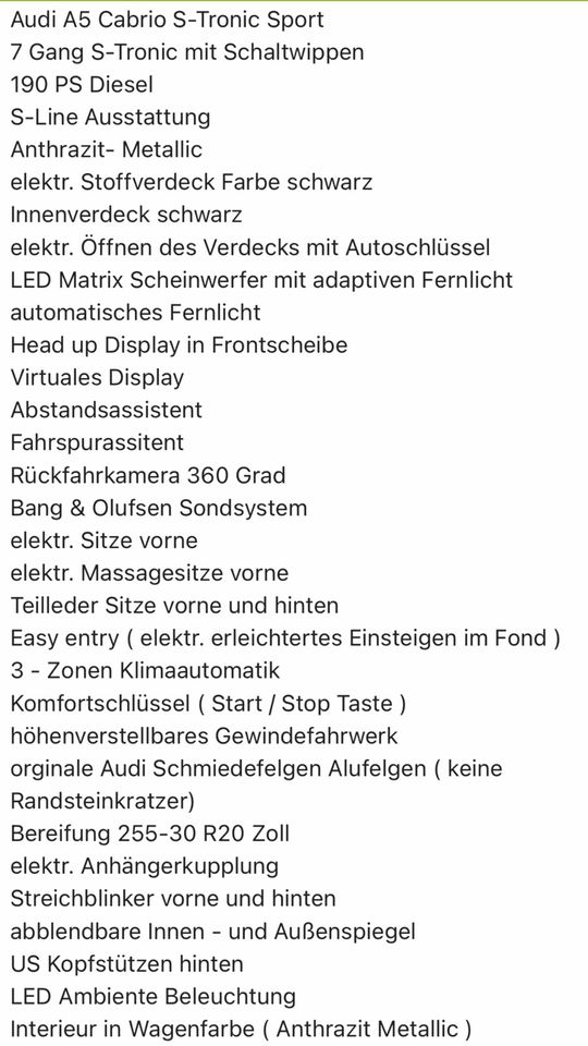 Audi A5 Cabrio 2,0 Tiptronic Vollausstattung in Wasserburg am Inn