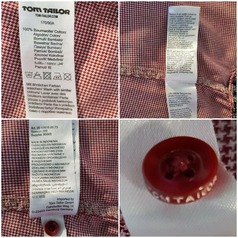 Bluse Tom Tailor Polo Team LANGARM Gr.38 weinrot/gemustert in Hannover