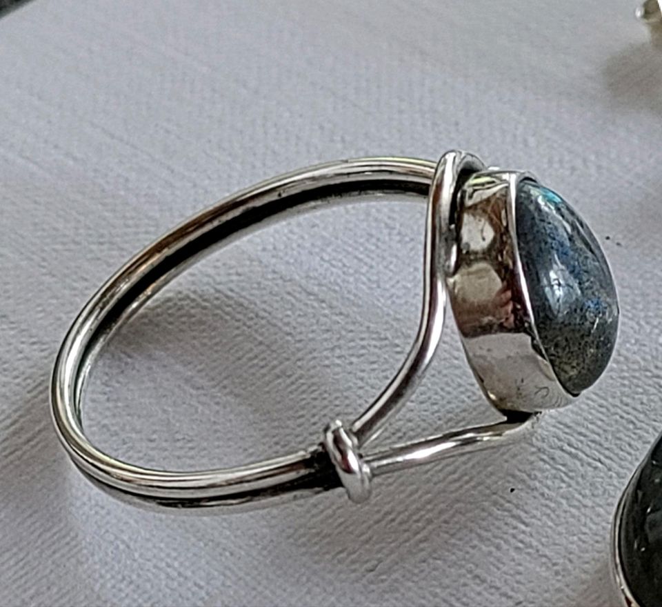 Ring* Labradorit Mondstein* Silber 925* Antik-Optik* Gr.59/US 9 in Klein-Winternheim