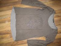 Shirt Sweatshirt taupe Glitzer Nieten Italy Style Gr. M 38 40 Hessen - Hohenstein Vorschau