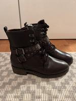 Caprice Leder-Stiefeletten in Braun Bikerboots Boots Winterschuhe Frankfurt am Main - Sachsenhausen Vorschau