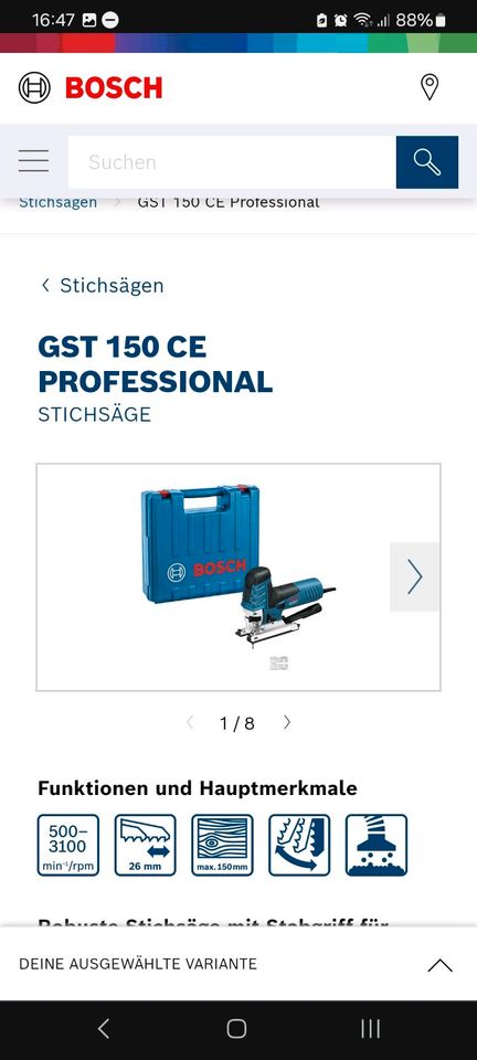 *NEUw.* UVP:248€ Stichsäge Bosch GST 150 CE Professional Blau in Hüttenberg