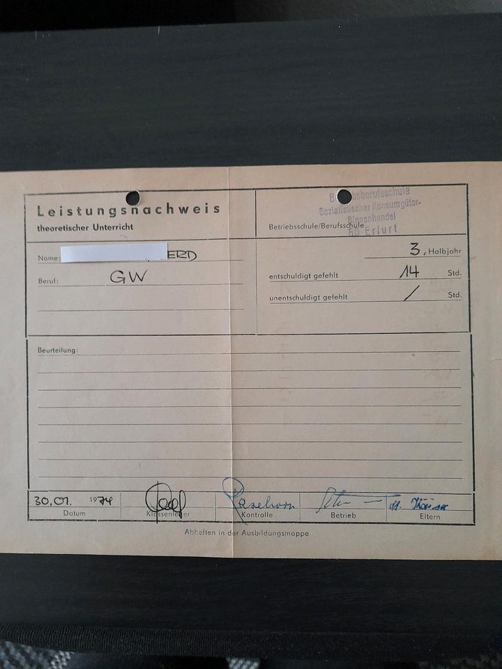 Original Facharbeiterzeugnis 1974 " Gebrauchswerber/ Dekorateur " in Treffurt