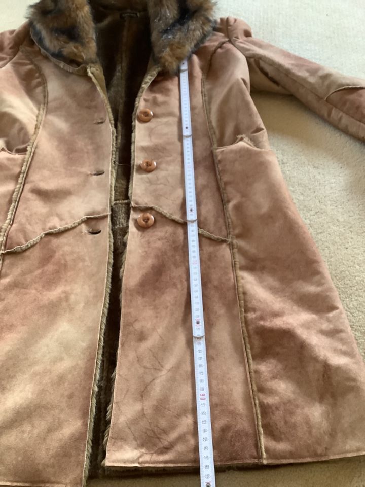 Spring Jacke Mantel hellbraun XXL 40 Wildlederoptik und teddy in Würzburg