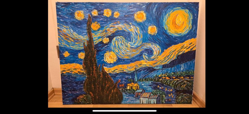 "Sternennacht" von Vincent van Gogh Repro Öl auf Leinwand in Halle