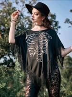 gothic witchy Skelett Poncho  Oberteil (wie Killstar)Festival neu Brandenburg - Bernau Vorschau