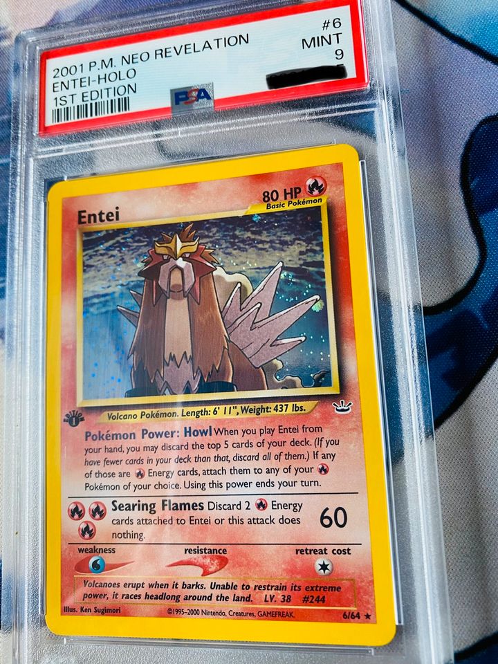 Entei Neo Revelation 1.Edition Holo PSA 9 Mint 6/64 Pokemon EN in Erfurt