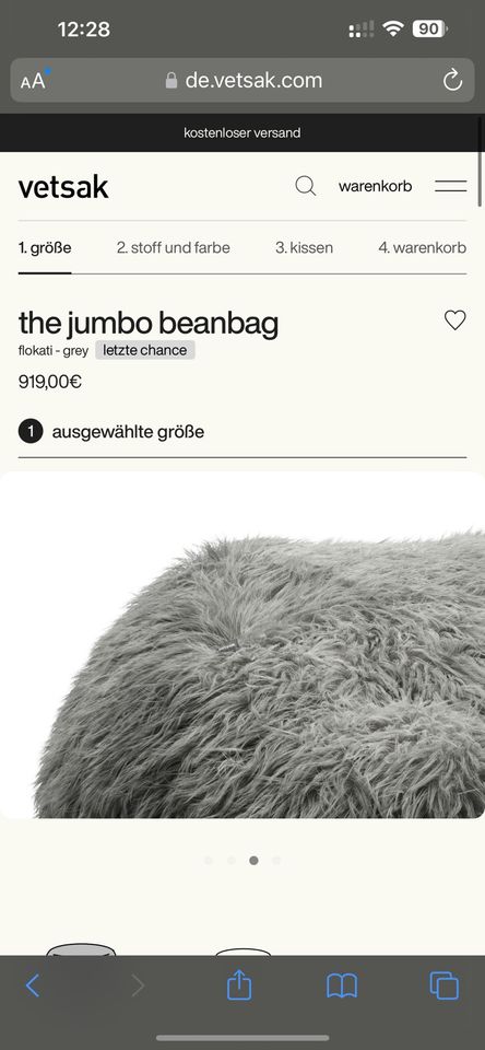 Sitzsack Vetsak the jumbo beanbag Flokati Grau in Braunlage