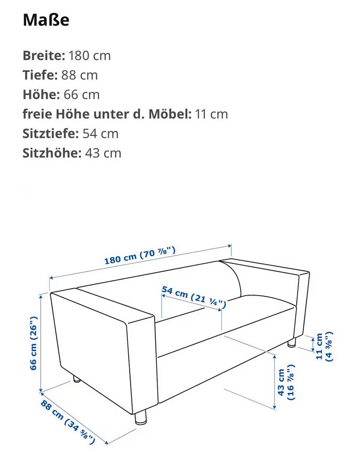 Ikea Klippan 2er-Sofa Schwarz m. Samtbezug in Evessen