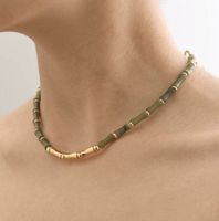 Grüne Halskette mit Bambus Design Chunky Halskette Nordrhein-Westfalen - Hürth Vorschau