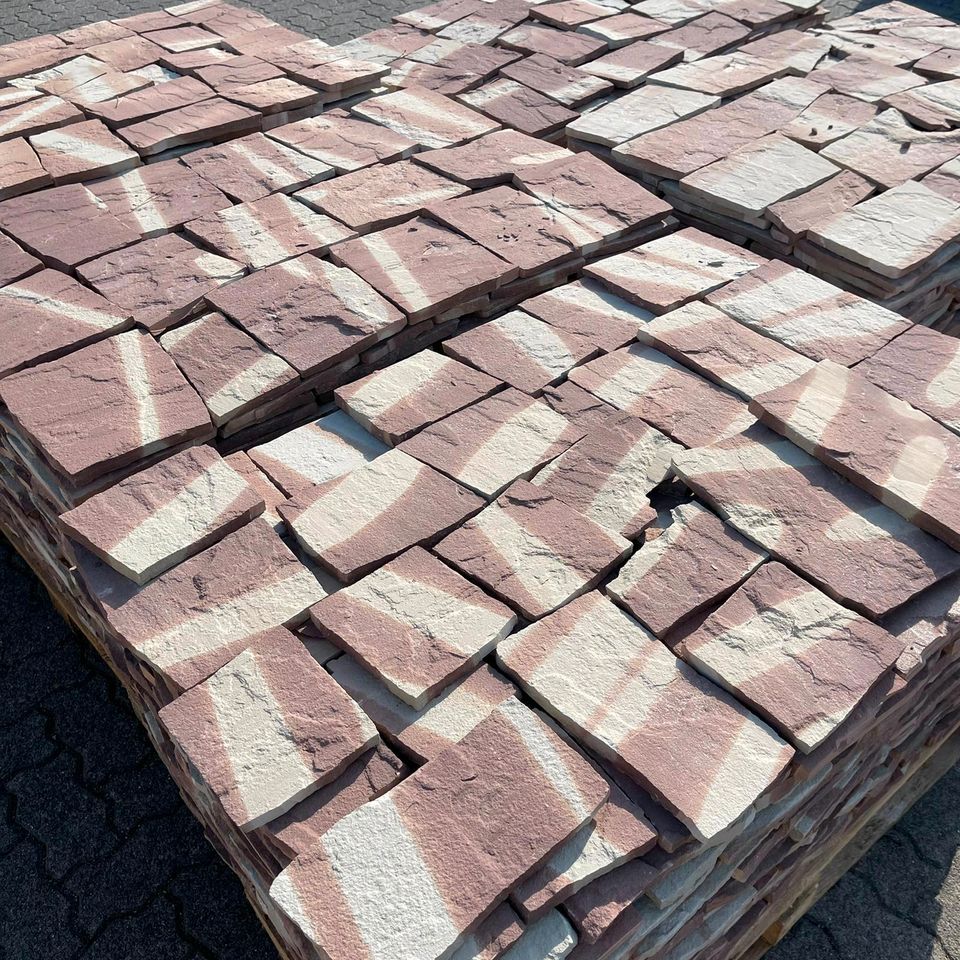 1m2 Sandstein Polygonalplatten Graurot 2cm in Mainhausen