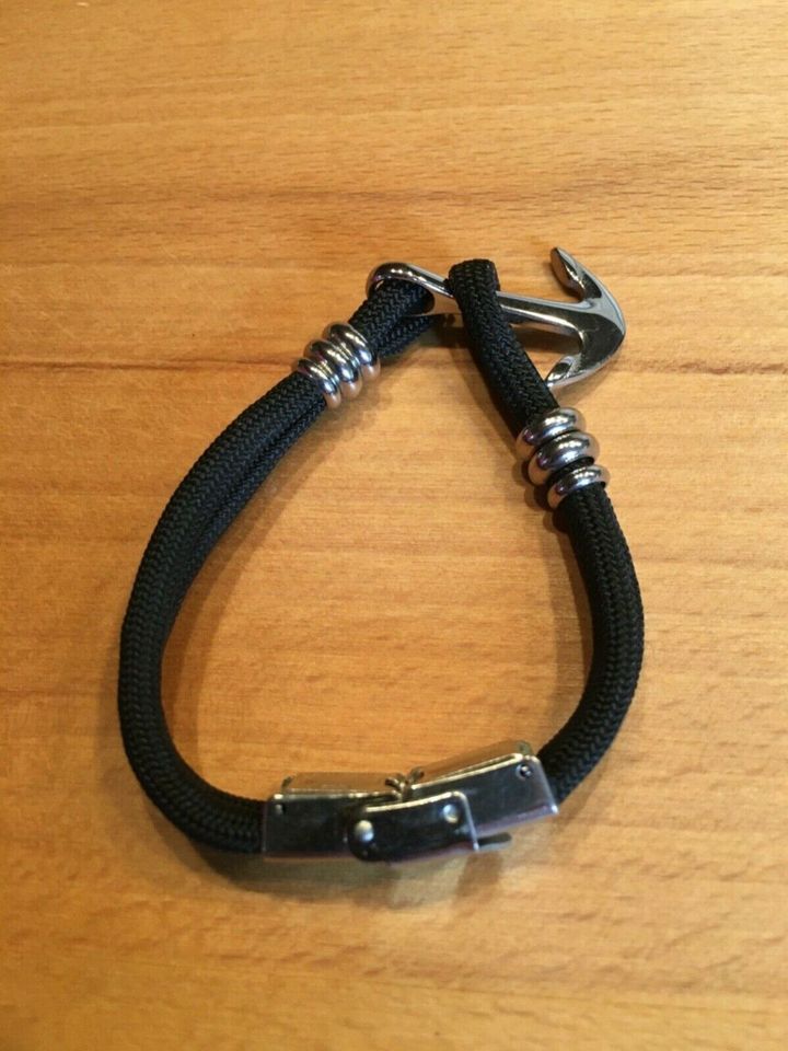 Maritimes Armband mit Anker / Damenarmband - schwarz - in Nienstädt