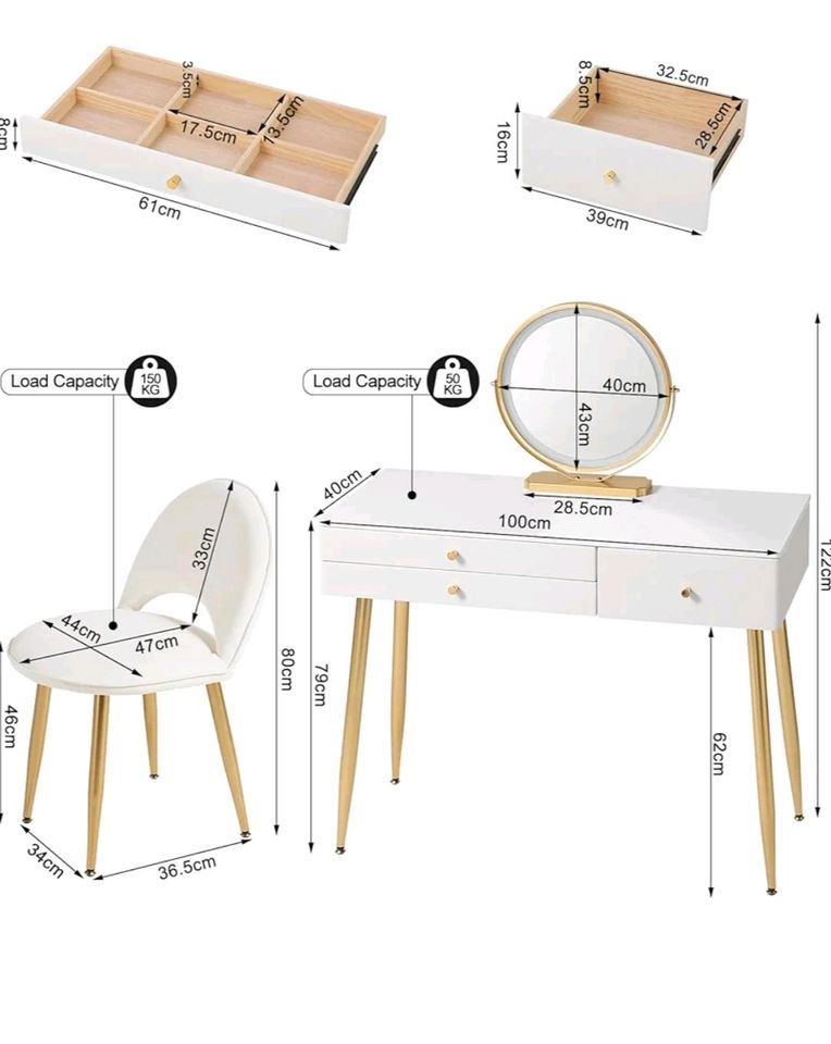 WOLTU Schminktisch inkl Stuhl und Spiegel mit delle in Winsen (Luhe)
