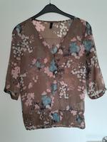 Bluse Blusenshirt 3/4 Arm Gummizug braun rosa floral M 38 Nordrhein-Westfalen - Haltern am See Vorschau