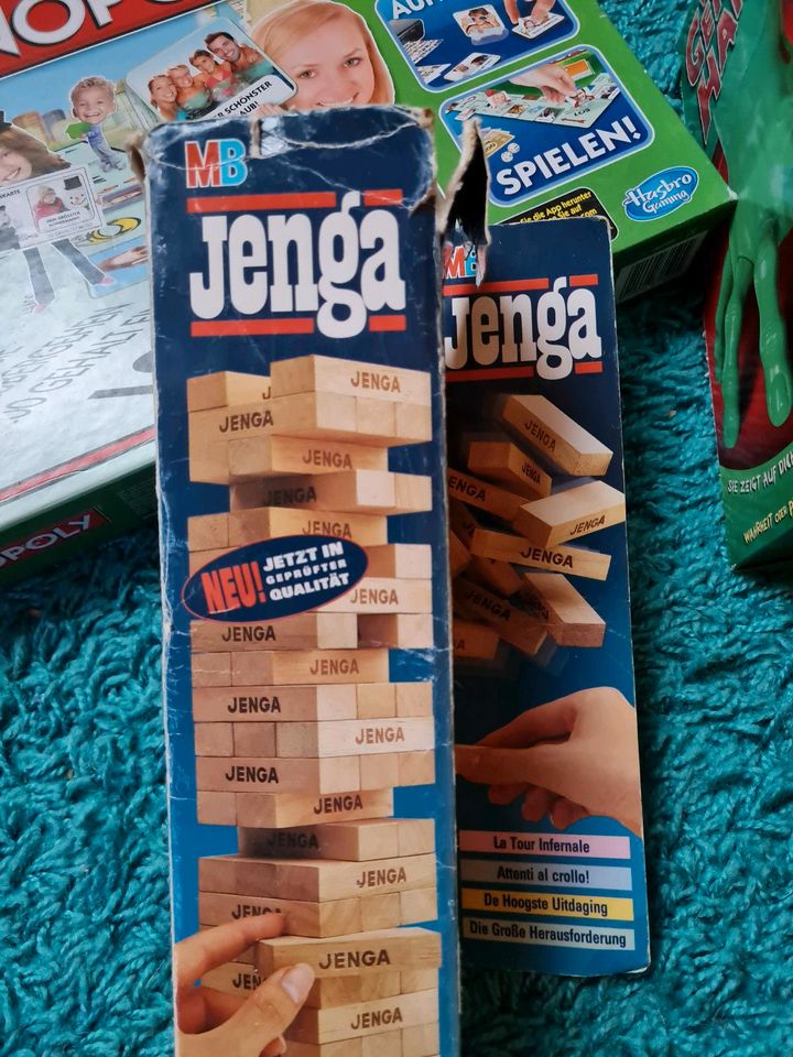 Gesellschaftsspiele Jenga, Monopoly, Geisterhand in Blankenfelde-Mahlow