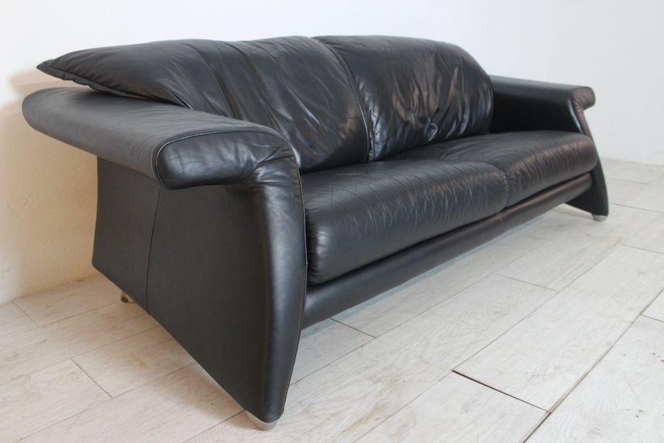 Rolf Benz Leder Couch Schwarz Zweisitzer Sofa Modern Design in Berlin