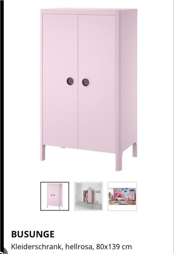 Ikea Busunge Kleiderschrank rosa, Kinderzimmer in Besigheim