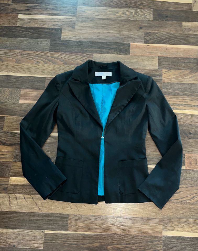 Amisu Blazer Gr. S 36 Anzugblazer schwarz türkis in Münchweiler an der Rodalb