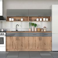 Küchenzeile ohne Geräte Holz Eiche Grau Küche Einbauküche VB500€* Sachsen-Anhalt - Magdeburg Vorschau