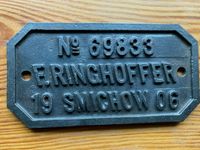 Waggonschild orig. Ringhoffer F.  Smichow 1906 Brandenburg - Nuthetal Vorschau