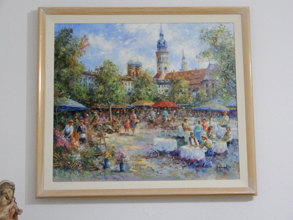 Ölbild auf Leinwand, München Viktualienmarkt 100 x 100 cm in Olching