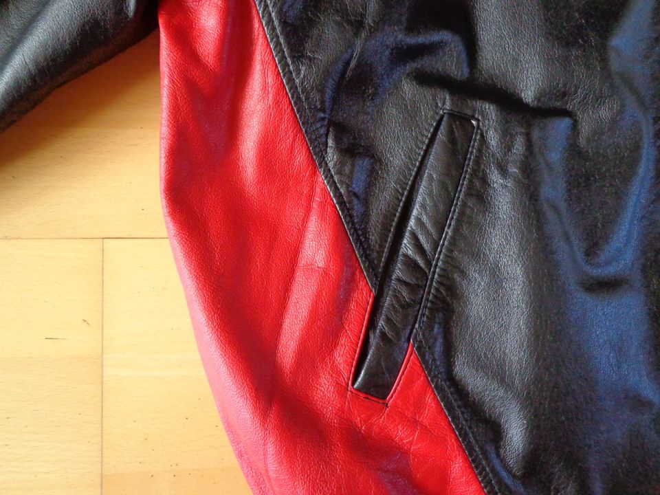 NHL Lederjacke XL-XXL dickes weiches Leder schwarz-rot wie NEU! in Düren