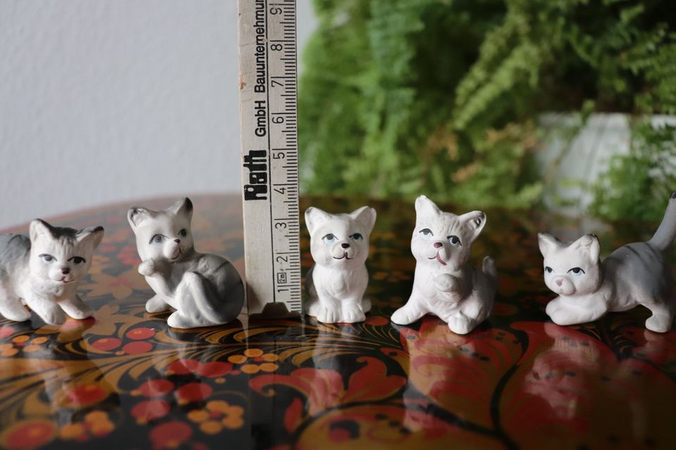 6 x Katzen Kätzchen Porzellan Figur Porzellanfigur Keramik TOP in Stuttgart