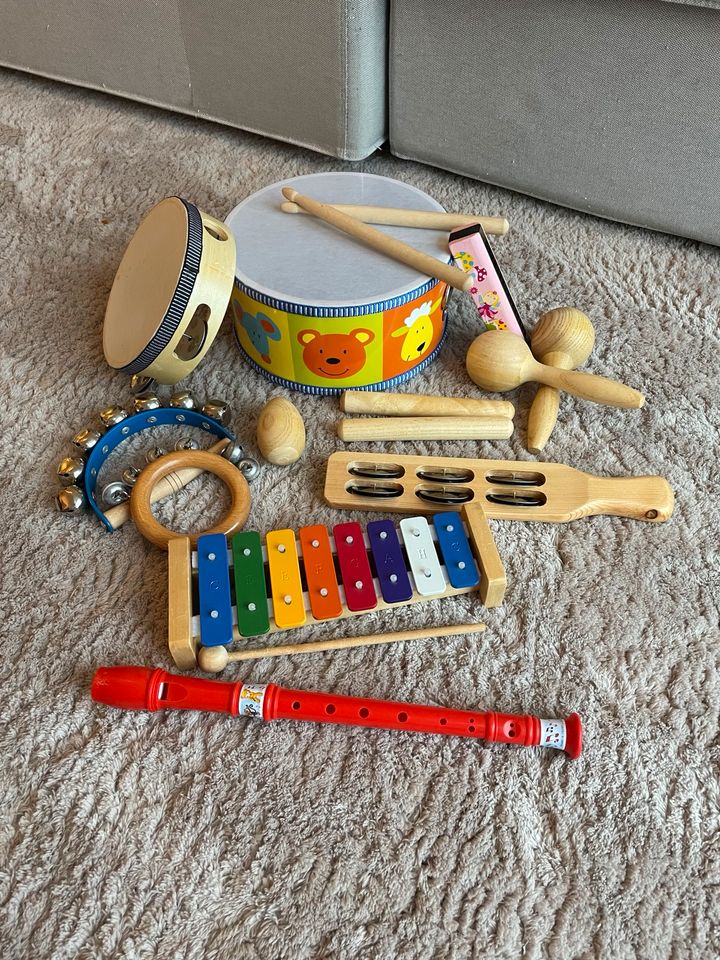 Musikinstrumente für Kinder / Xylophon Trommel Klangstäbe Rasseln in Tangstedt 