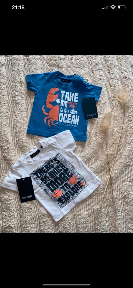 Blue Seven T-Shirt Set Gr. 62 blau weiß mit Print Top Zustand! in Overath