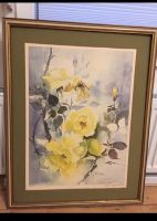 Aquarell signiert Rosen gelb Flora Blumen Stillleben Gemälde Bild Hessen - Dornburg Vorschau