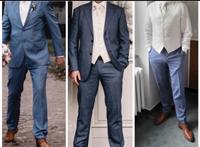 Herren Hochzeitsanzug 54 , Eisblau + Weste u Plastron in Creme Brandenburg - Strausberg Vorschau
