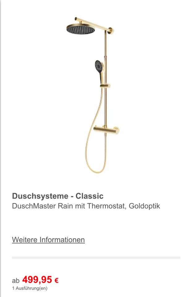 DuschMaster Rain mit Thermostat Gold-Matt D964028 in Büren