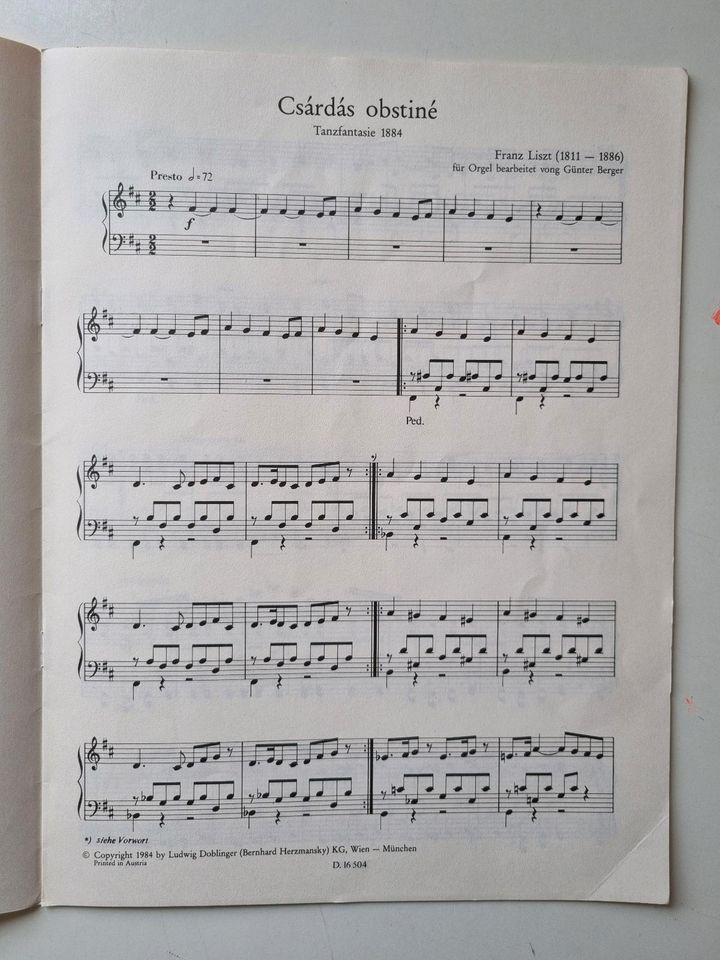 Musiknoten Orgel Noten Liszt in Karlsruhe