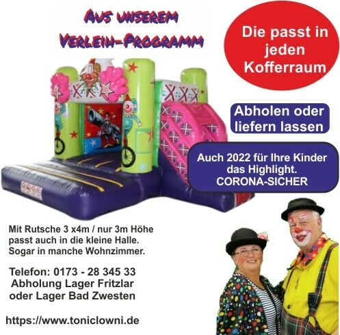 Kindergeburtstag  Clown Hüpfburg Verleih Vermietung in Kassel