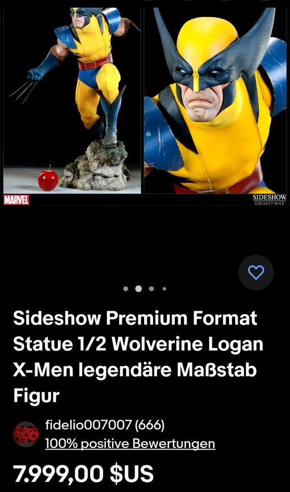 Wolverine 1/2 Sideshow Legendary Scale Statue no XM Prime 1 in Saarlouis