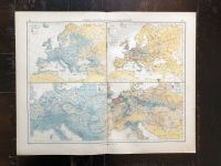 Alte XXL Landkarte um 1900: Europa, Niederschläge und Volksdichte München - Altstadt-Lehel Vorschau