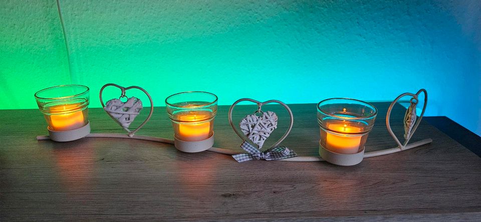Teelichthalter/Kerzenhalter weiß mit Herzen ❤️  3-teiliger Teelic in Schönefeld