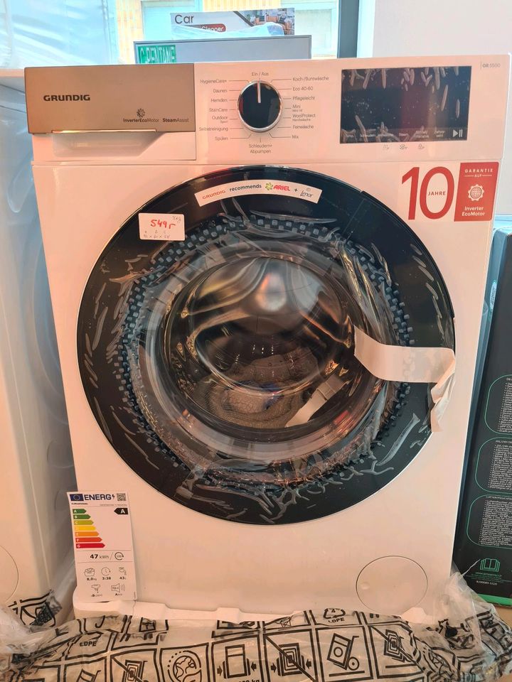 Grundig GW5P58410W 8kg Waschmaschine, 60cm breit, 1400U/Min, Kindersicherung, Schontrommel, Mengenautomatik, WaterCare, Weiß in Essen