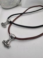 1 Halskette echtes Leder Thor Hammer  Edelstahl Handmade Sachsen-Anhalt - Wanzleben Vorschau