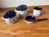 Emaille Topf-Set Koch-Töpfe Pfanne weiß-blau 4er Set / Unbenutzt Potsdam - Babelsberg Süd Vorschau