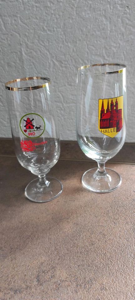 2 Biergläser Tulpe Halle & Halle Neustadt DDR in Bernburg (Saale)