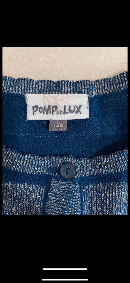 Pomp de Lux Strickjacke blau gold Glitzer Größe 128 w neu in Flensburg