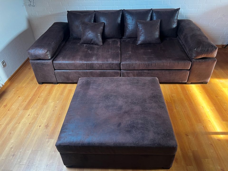 Big Sofa Megasofa Riesensofa AREZZO - Vintage Braun inkl.Hocker in St. Ingbert