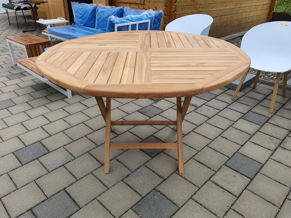 Teak Klapptisch Gartentisch Holztisch massiv Teaktisch Ø 120cm in Riedlingen