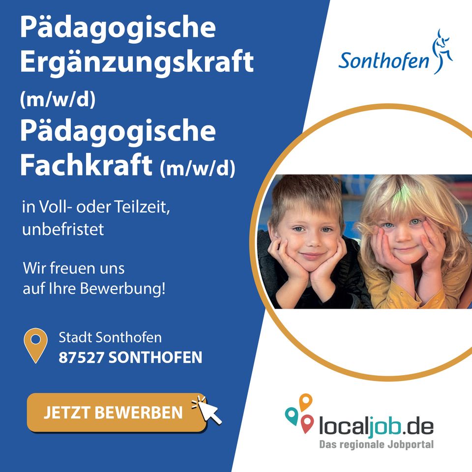 Pädagogische Ergänzungskraft (m/w/d) in Sonthofen gesucht | www.localjob.de in Sonthofen