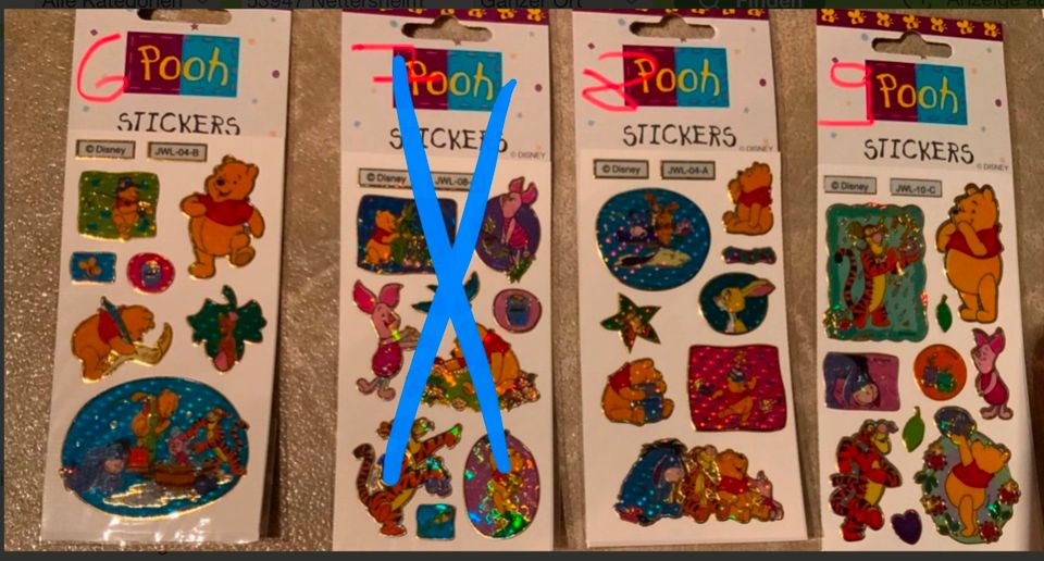 Winnie Pooh Aufkleber Sticker Glanzsticker Goldrand Stickerbogen in Nettersheim