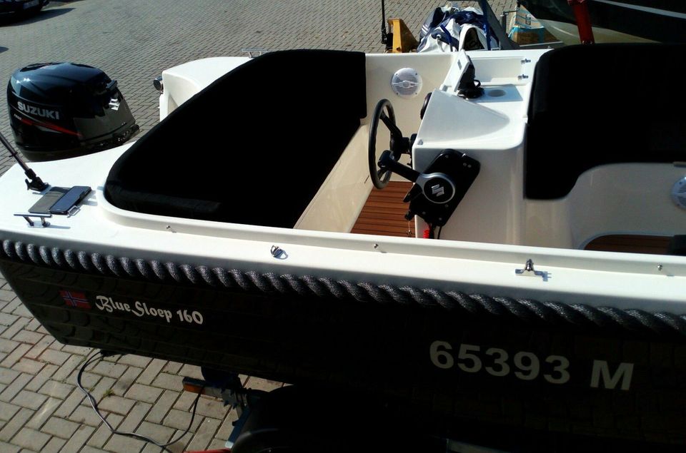 NEU Sport Boot Sloepen Angelboot Blue Sloep 160D inkl. 15PS Suzi in Wesel