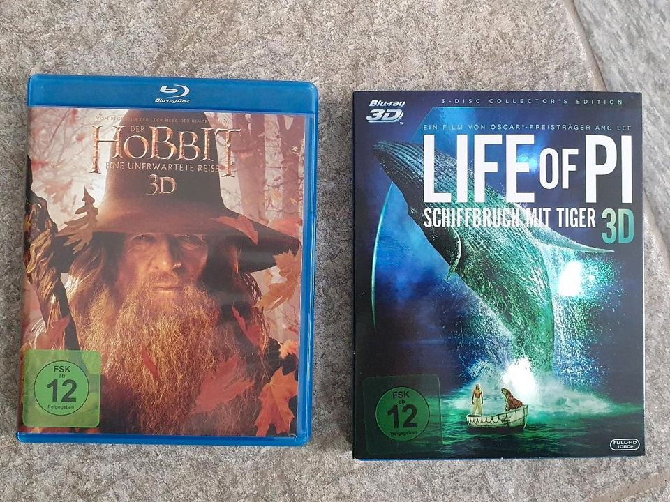 3D Blu-ray - 2 Filme Der Hobbit & Life of Pi in Oelsnitz/Erzgeb.