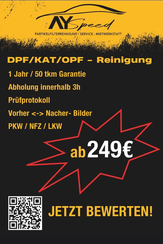 Dieselpartikelfilter Partikelfilter Reinigung DPF KAT OPF FAP in Uhingen